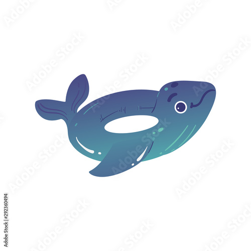 Dolphin shaped inflatable glossy circle or ring for swimming.