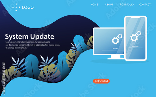 system update, landing page vector illustration concept