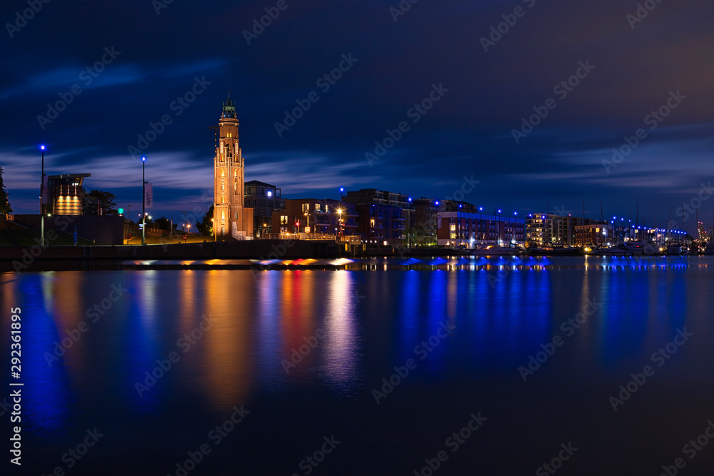 Leuchtturm Bremerhaven bei Nacht 