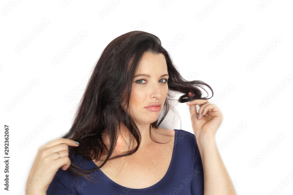 Brunette young woman  looks appreciatively