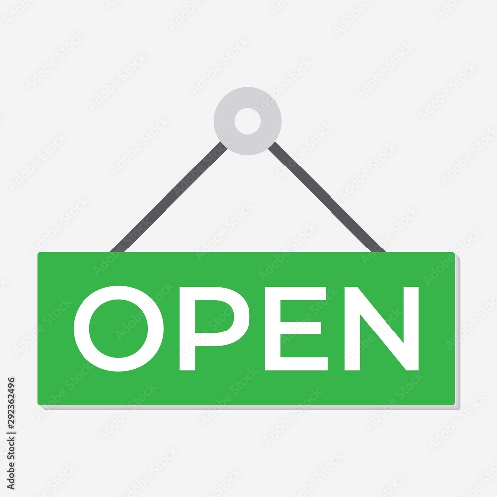 Open sign line icon for web, mobile and infographics. Vector white icon isolated on red background. Open sign line icon for web, mobile and infographics. Vector white icon isolated on red background.