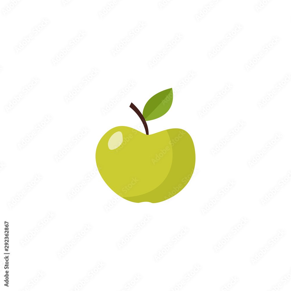 Green apple mark of organic healthy food flat vector illustration isolated. Green apple mark of organic healthy food flat vector illustration isolated.