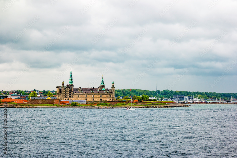 Waterfront view of Kronborg Castle in Elsinore, Denmark