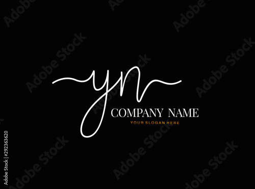 Y N YN Initial handwriting logo design with circle. Beautyful design handwritten logo for fashion, team, wedding, luxury logo.