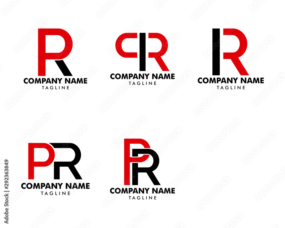 Set of Initial Letter PR Logo Template Design Set of Initial Letter PR Logo Template Design