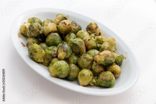 Plate of cooked Bruxel Sprouts