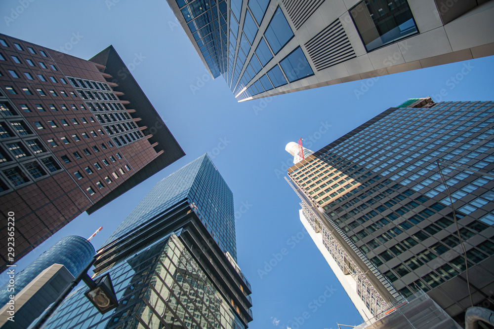 Frankfurt Skyscraper Omni Tower, Japan Center, Commerbank Tower and Taunusturm from below Frankfurt Skyscraper Omni Tower, Japan Center, Commerbank Tower and Taunusturm from below