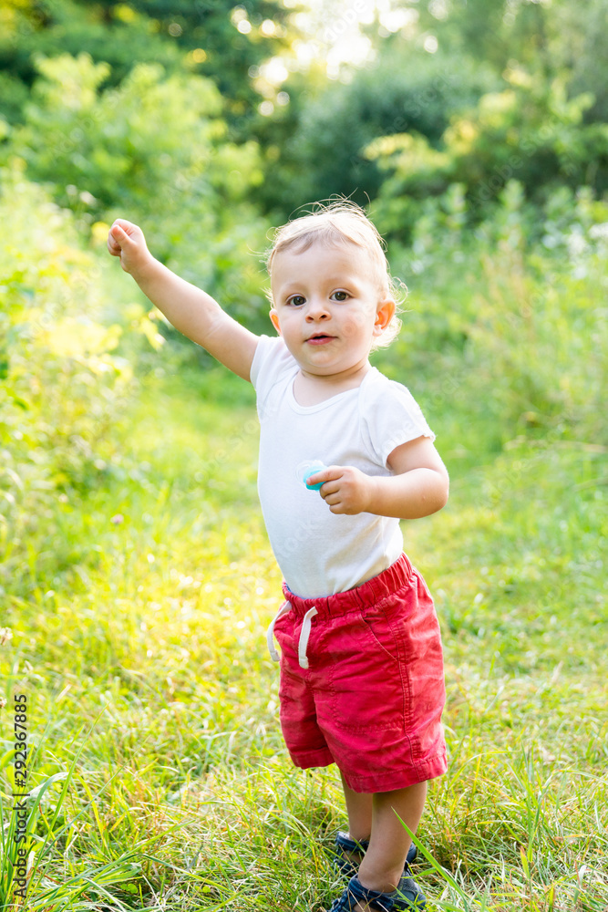 Young toddler boy picking a yellow flower Young toddler boy picking a yellow flower