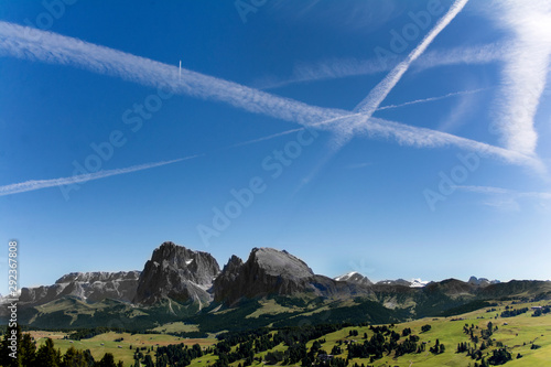Seiseralm in Südtirol -Plattkofel und Langkofel - Panorama