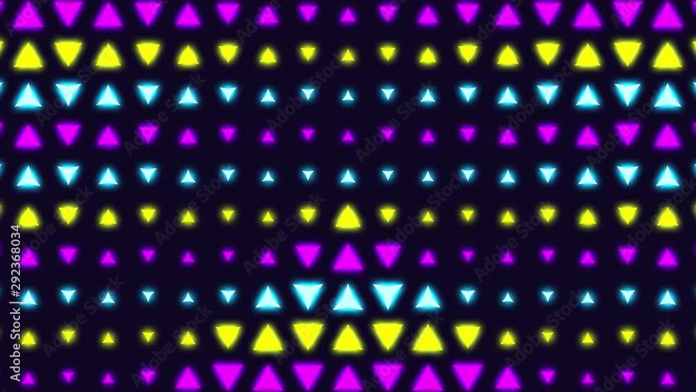 80s old school neon retro wave triangle pattern, looped animated abstract background for a fun party, family holiday, Christmas, Thanksgiving, Easter or Birthday event celebration. 80s old school neon retro wave triangle pattern, looped animated abstract background for a fun party, family holiday, Christmas, Thanksgiving, Easter or Birthday event celebration.