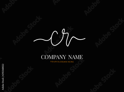 C R CR Initial handwriting logo design with circle. Beautyful design handwritten logo for fashion, team, wedding, luxury logo.