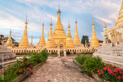 pavilion of stupas at myanmar © jon_chica