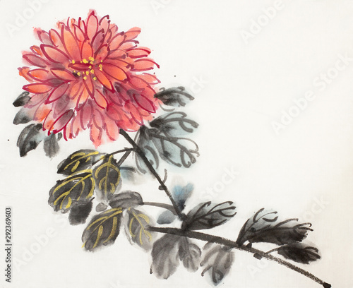 Vászonkép red chrysanthemum flower