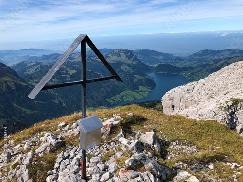 Mutteristock mountain above the Wagital valley (Waegital or Wägital) and alpine Lake Wagitalersee (Wägitalersee), Innerthal - Canton of Schwyz, Switzerland photo