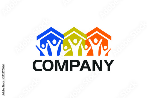 people and home concept, family logo template, building logo template