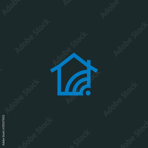 smart home logo design. House wifi wireless icon vector outline style.