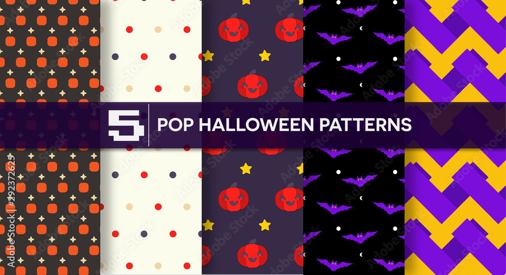 Obraz premium Halloween pop art set. Patterns.