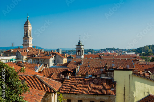 Ivrea Piemonte Italy Landscape with Towers of Churches