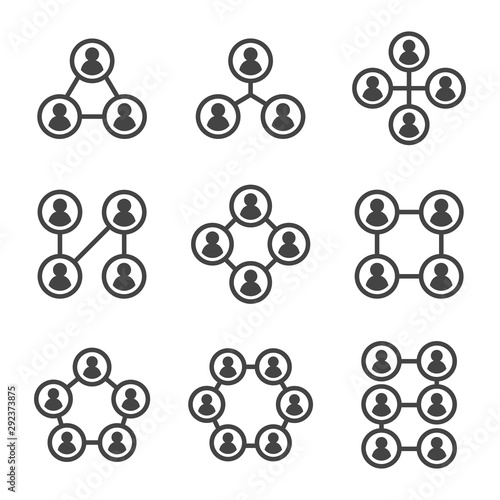 people network and connecting people icon set,vector and illustration,editable stroke