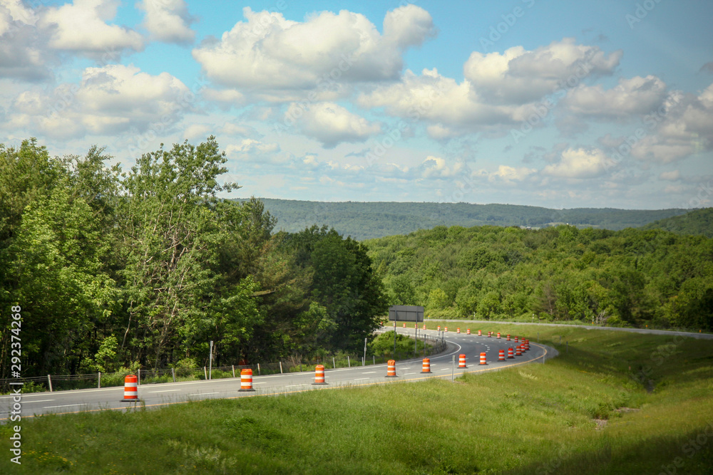 Obraz premium The curve road and view of Landscape mountain in New York ,USA.