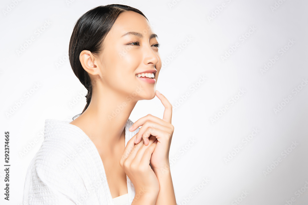 Beautiful Young Asian Woman with Clean Fresh Skin,