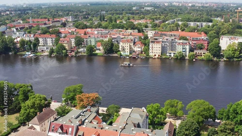 aerial flight with view of river spree in berlin koepenick germany photo