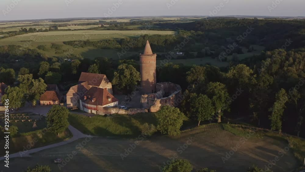 scenic flight of Aerial Shot of Castle in Germany Mecklenburg Vorpommern - Burg Stargard scenic flight of Aerial Shot of Castle in Germany Mecklenburg Vorpommern - Burg Stargard