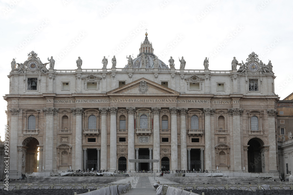 Saint Peter Square in Vatican City and the Big Basilica