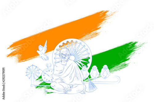 Foto illustration of Tricolor India background with Nation Hero and Freedom Fighter M