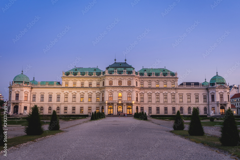 Belvedere Palace at Vienna Austria Evening