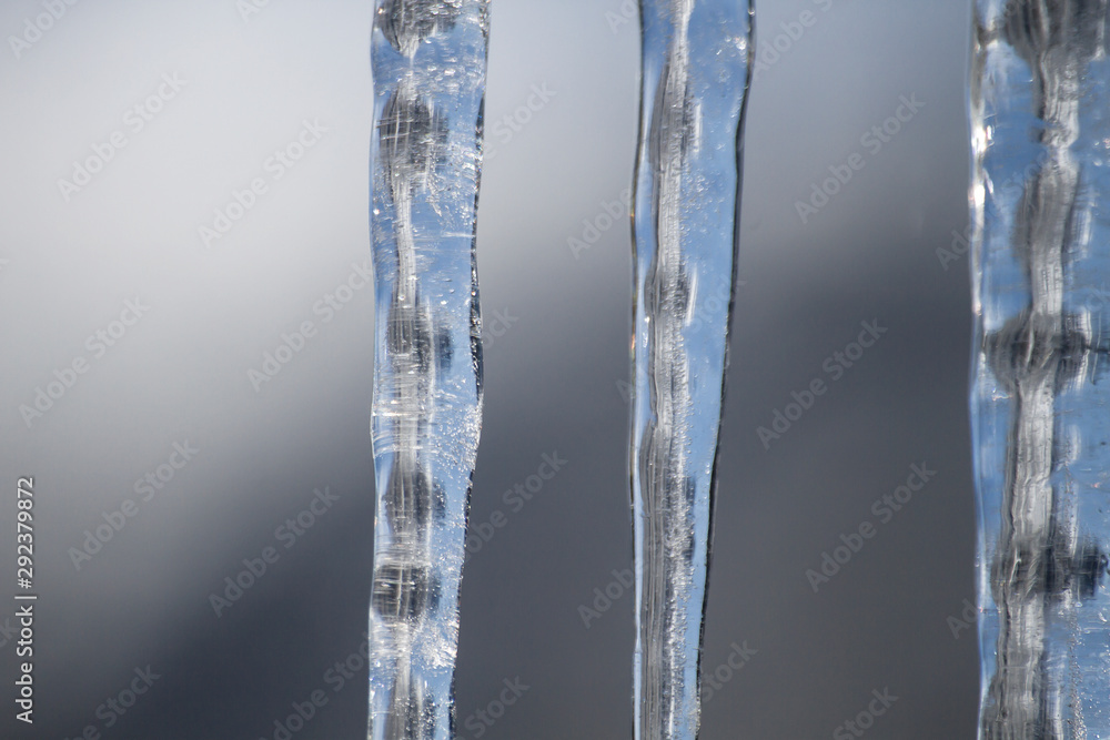 Detail of icicle formations in a window Detail of icicle formations in a window