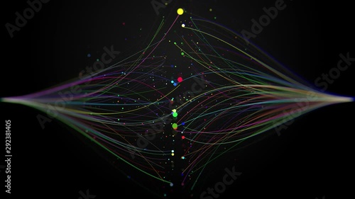 3d render of abstract data analysis concept. Big data visualization via dot particles.