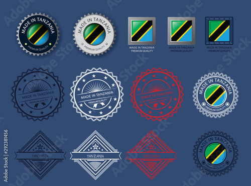  Made in Tanzania seal, Tanzanian flag and color  --Vector Art--