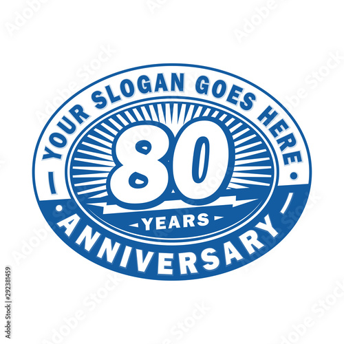 80 years anniversary design template. 80th logo. Blue design - vector and illustration.