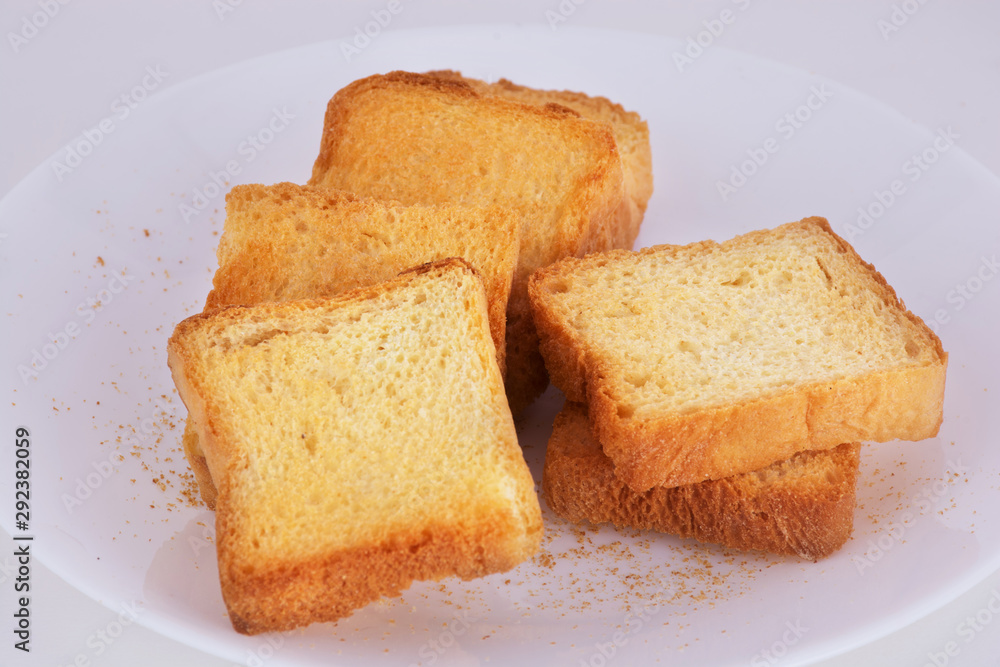 Rusk in a Plate Isolated