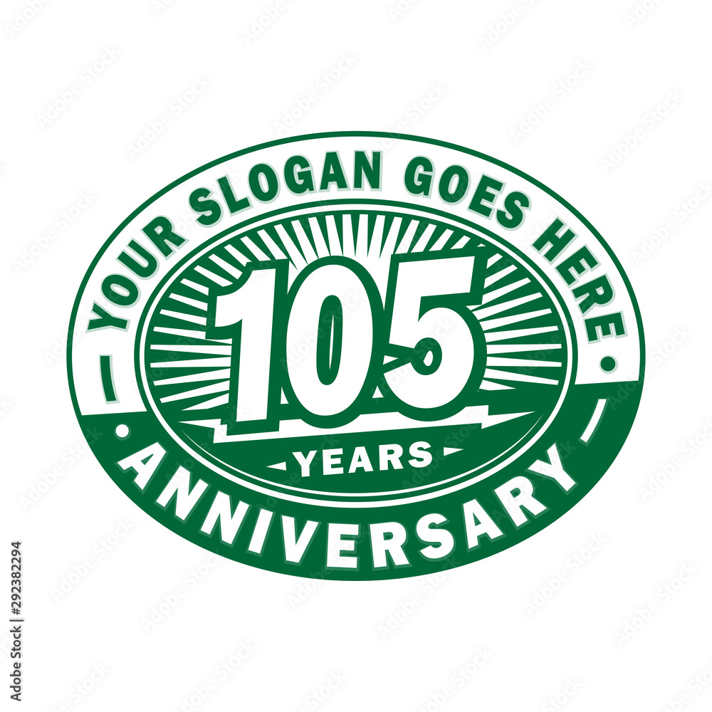 105 years anniversary design template. 105th logo. Green design - vector and illustration.