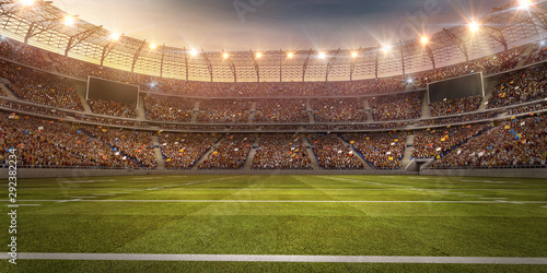 A profesional american football arena. Stadium and crowd are made in 3d. photo
