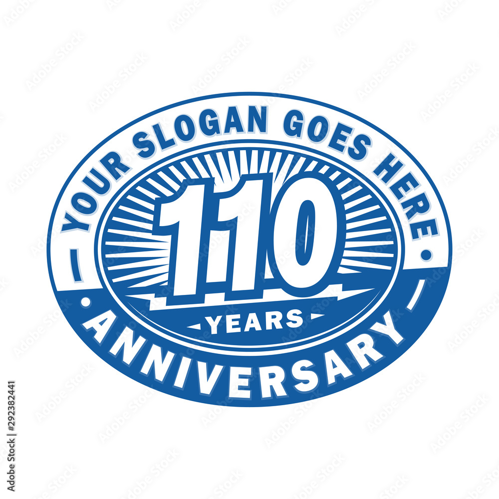 110 years anniversary design template. 110th logo. Blue design - vector and illustration.