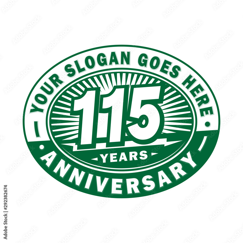 115 years anniversary design template. 115th logo. Green design - vector and illustration.