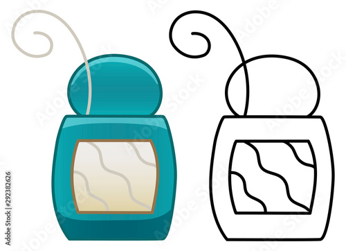 Dental floss box in colored and line versions