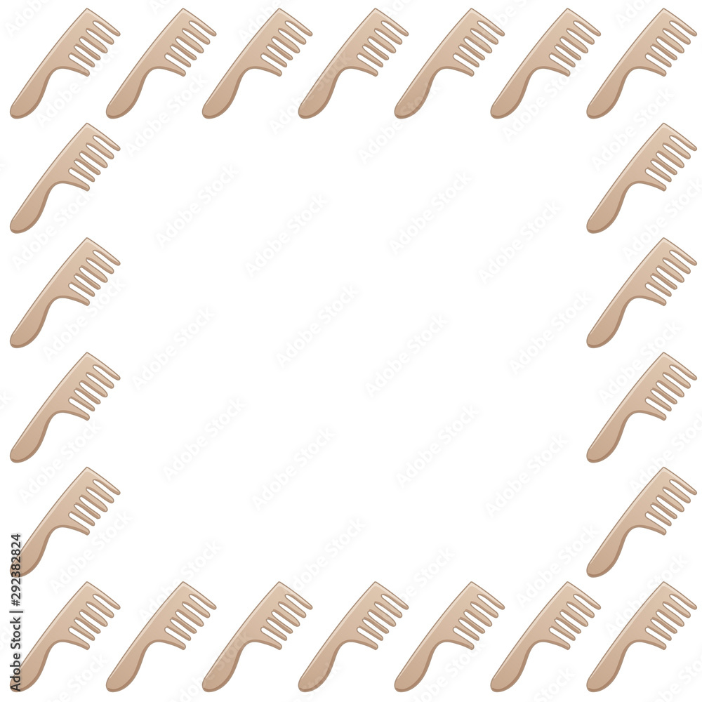 Naklejka premium Square frame with wooden combs on white background