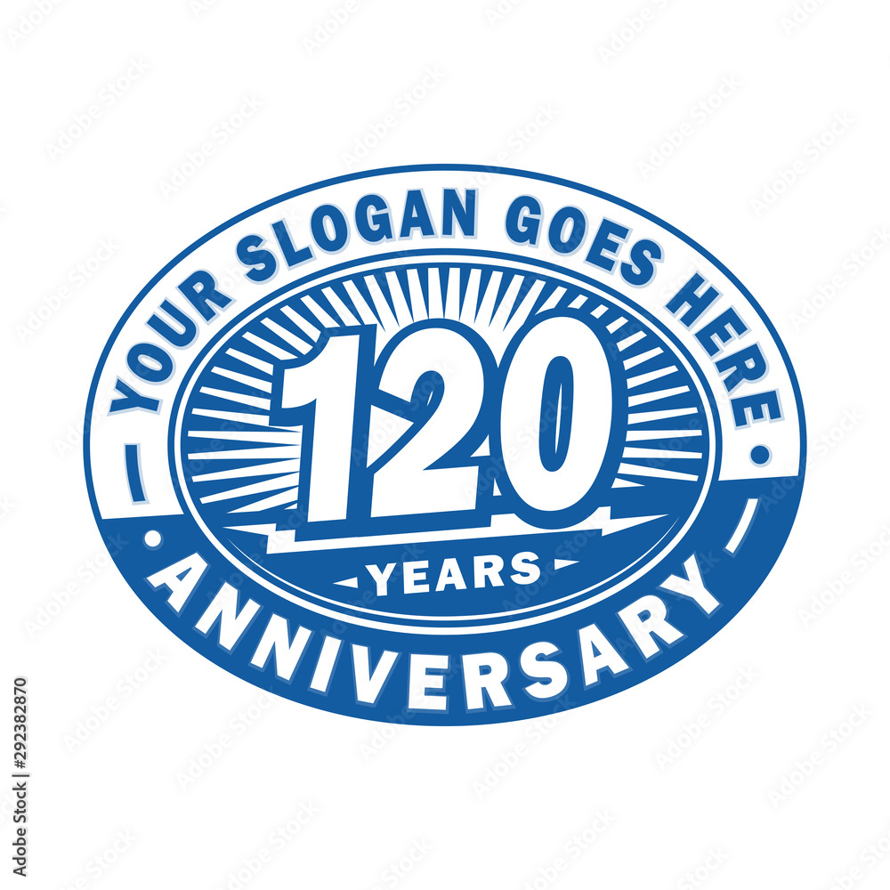 120 years anniversary design template. 120th logo. Blue design - vector and illustration.