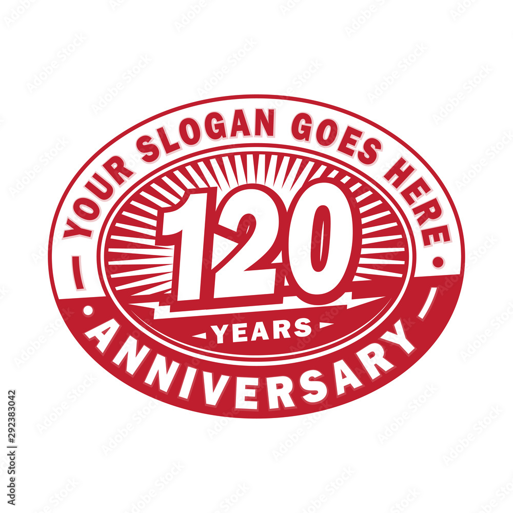 120 years anniversary design template. 120th logo. Red design - vector and illustration.