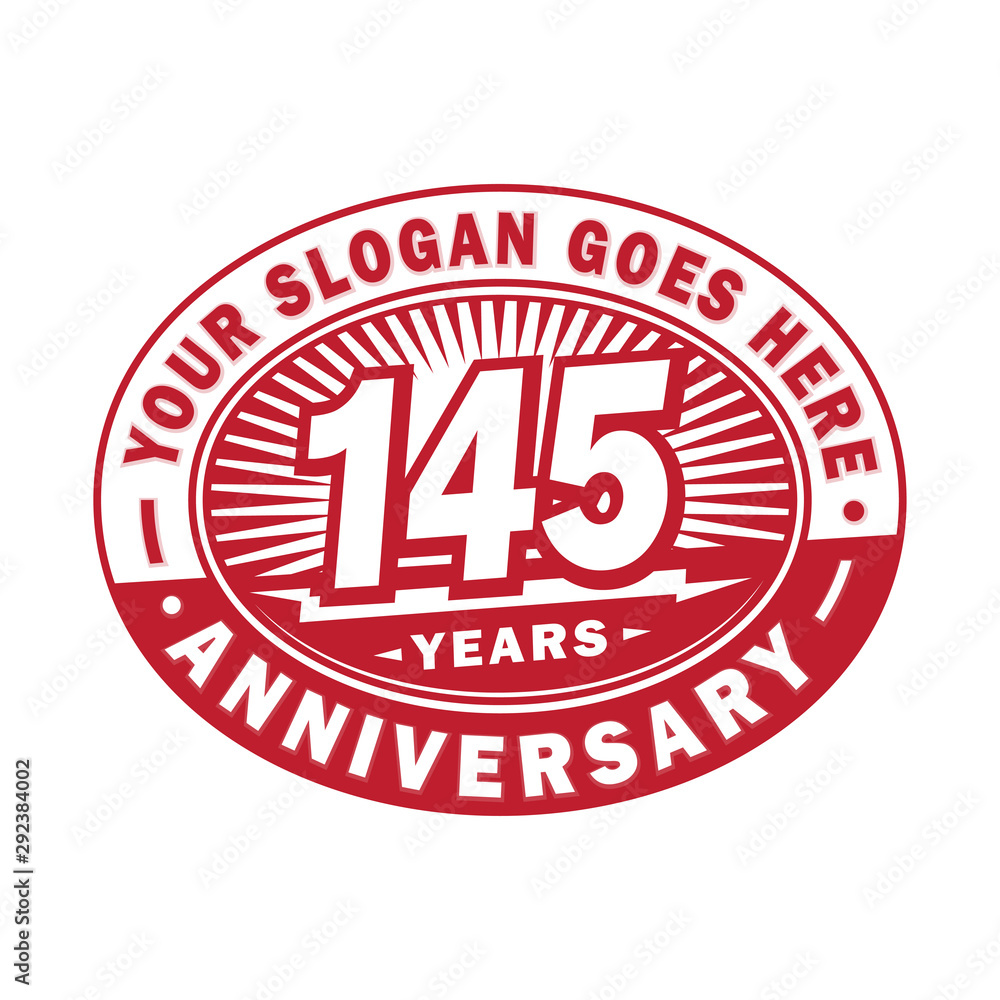 145 years anniversary design template. 145th logo. Red design - vector and illustration.