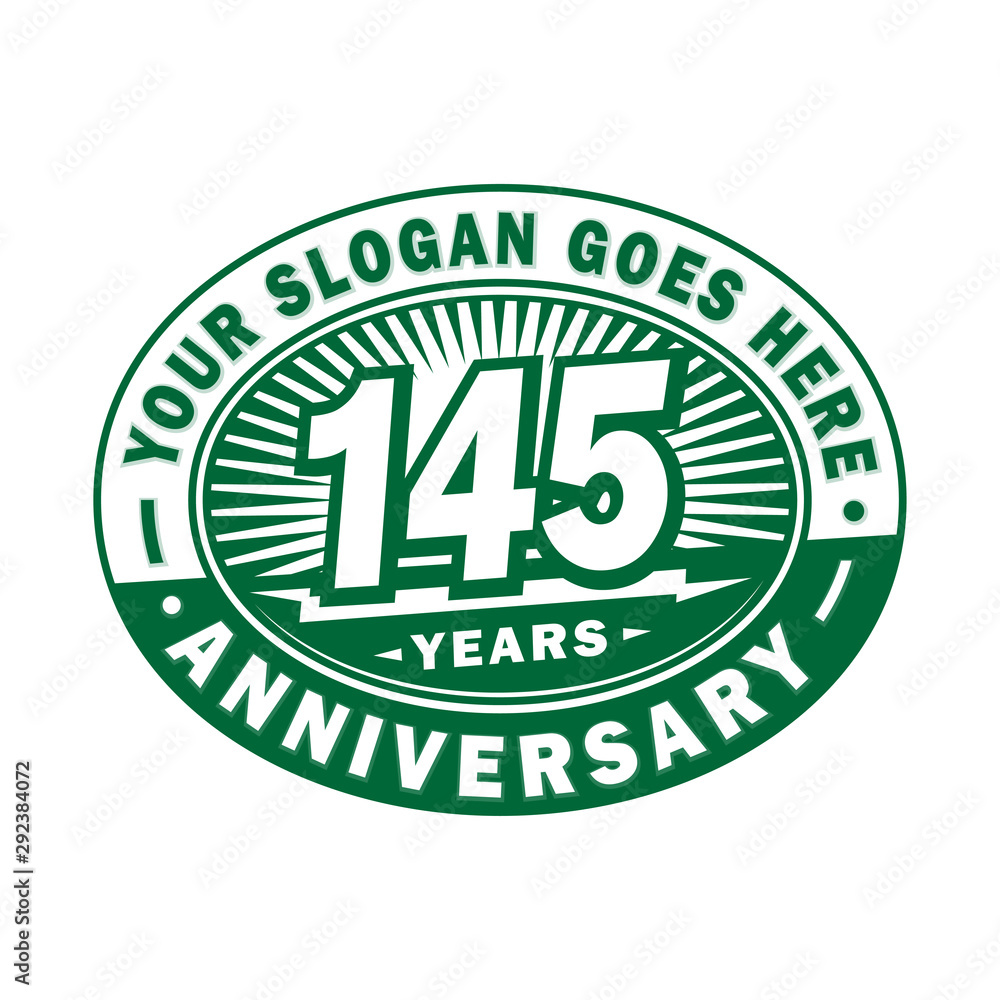 145 years anniversary design template. 145th logo. Green design - vector and illustration.