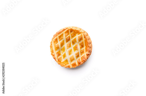 pie bread food plate on isolated white background 
