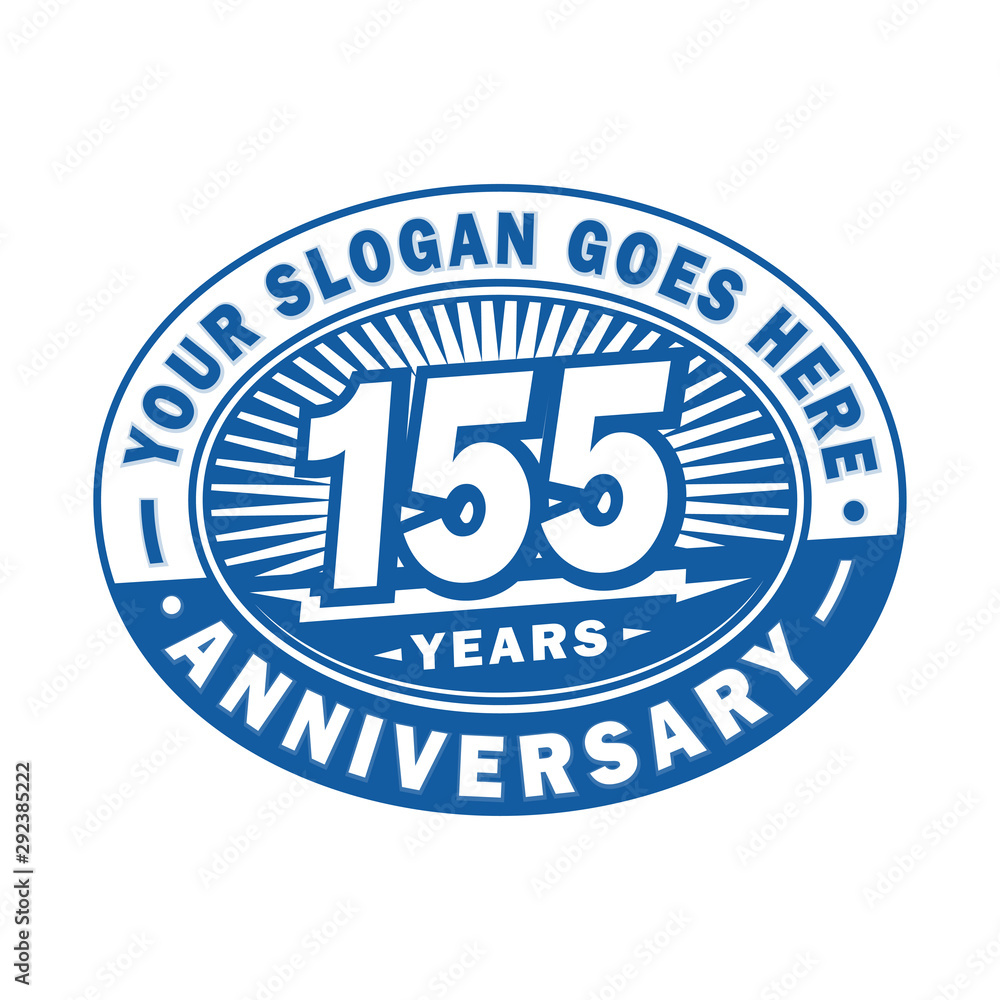155 years anniversary design template. 155th logo. Blue design - vector and illustration.