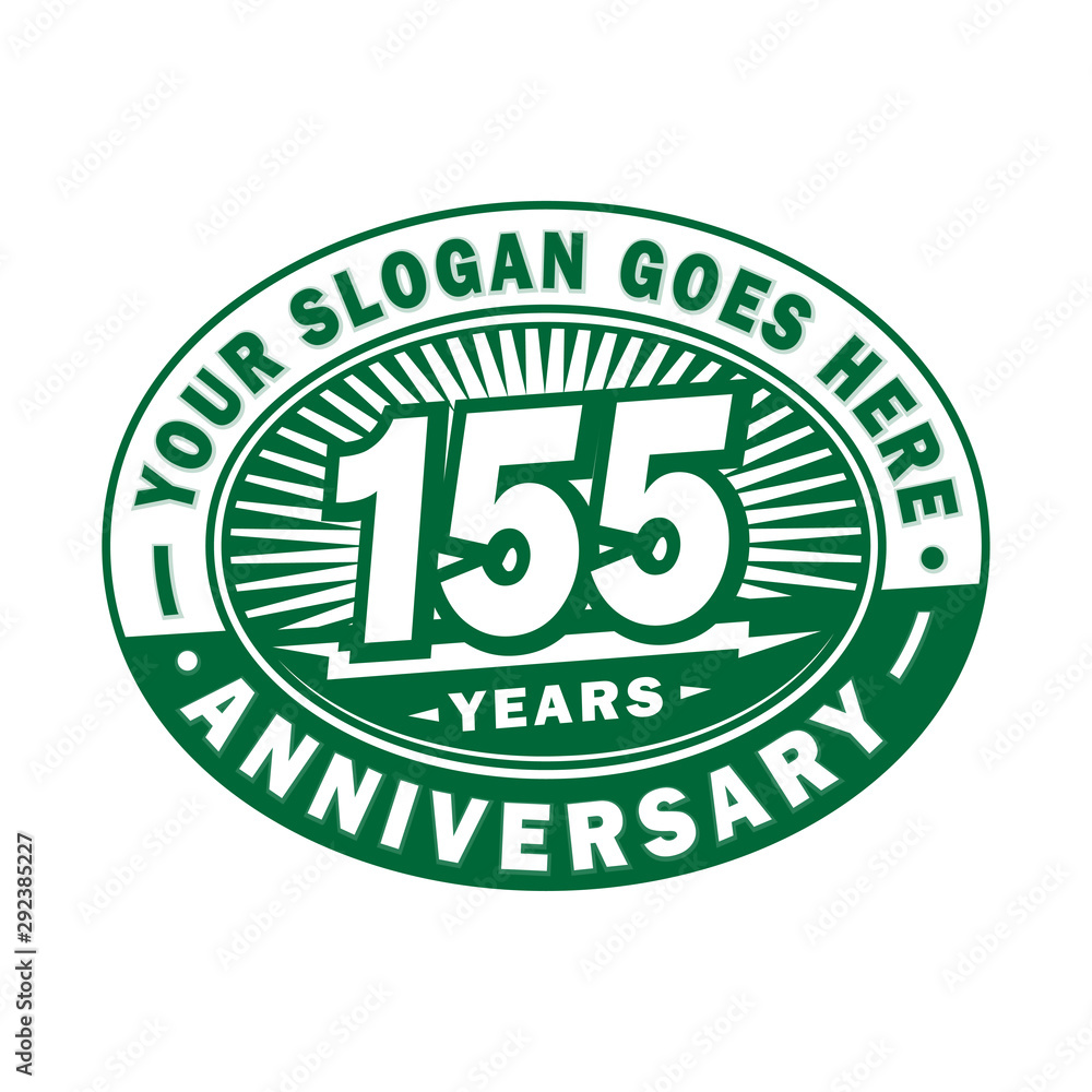 155 years anniversary design template. 155th logo. Green design - vector and illustration.