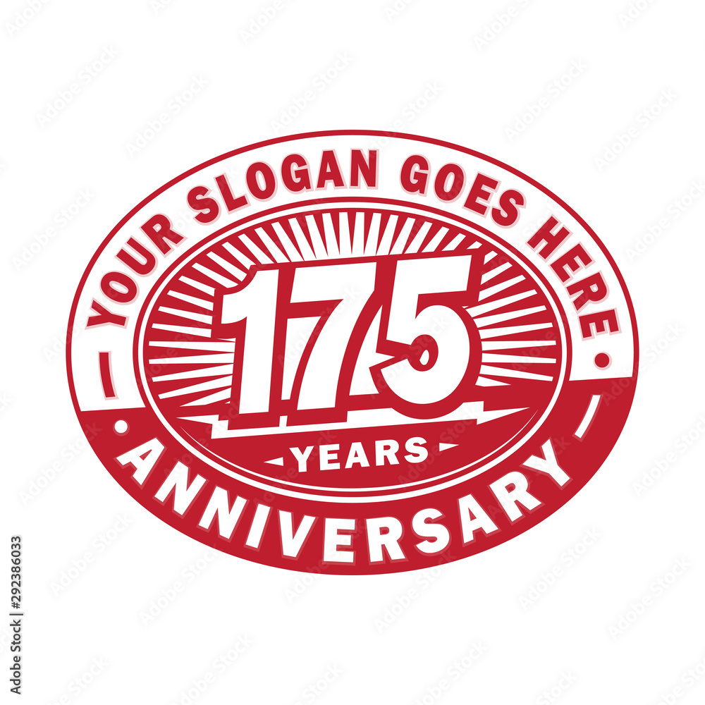 175 years anniversary design template. 175th logo. Red design - vector and illustration.