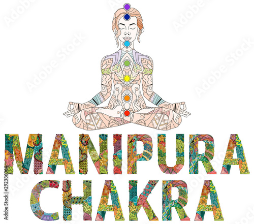 Manipura Chakra. Vector zentangle object for decoration
